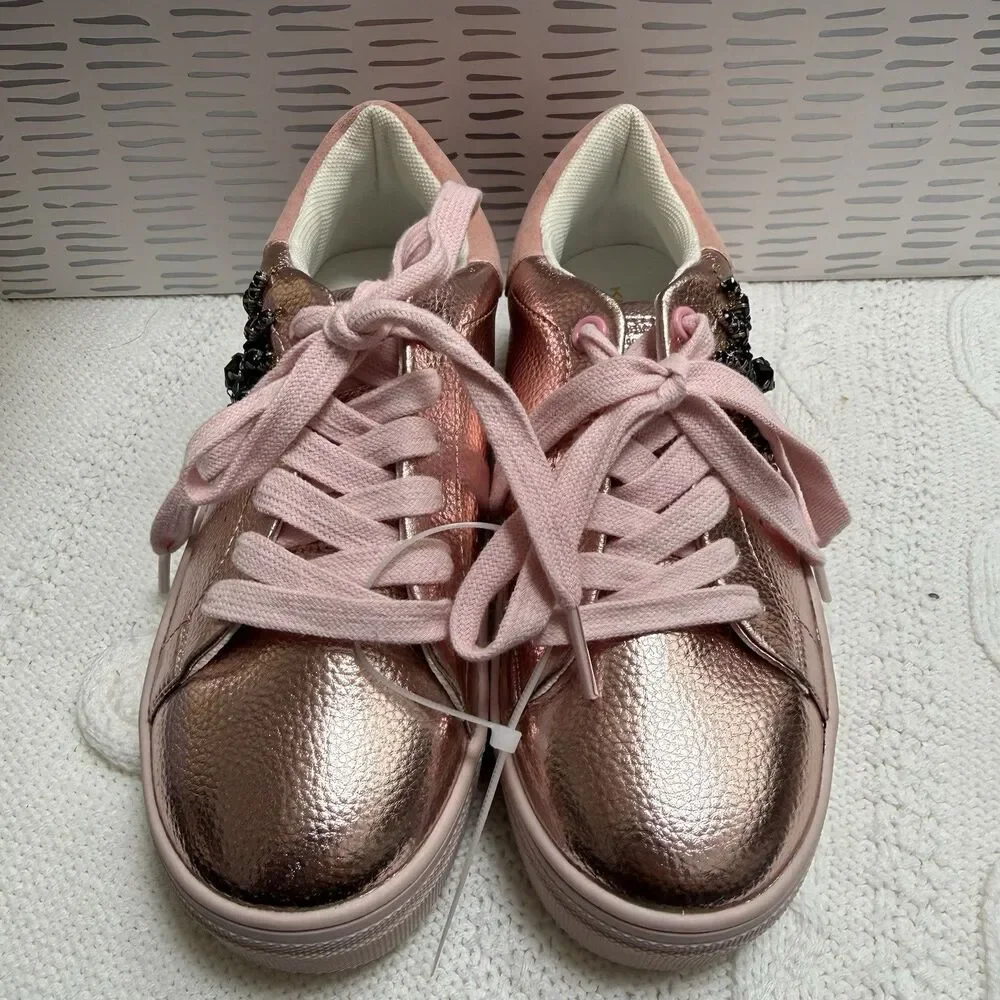 Kurt Geiger London Mini Laney Eye Sneakers Girls Size 3 Pink Lace Up Shoes